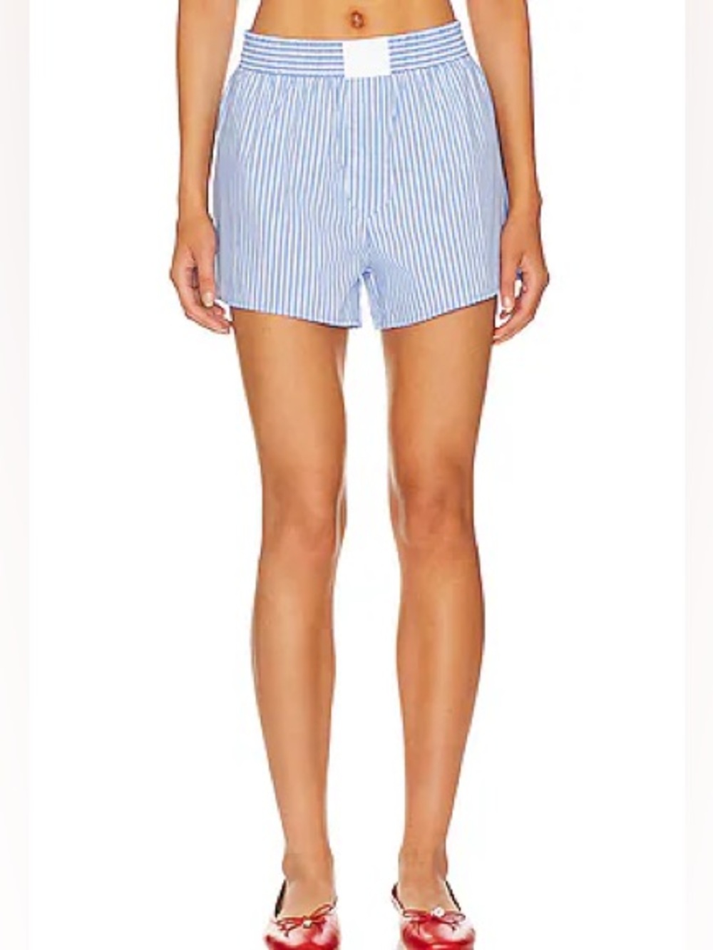 Lioness Revolve Cobain Blue & White Striped Boxer Style Casual Lounge Shorts XS